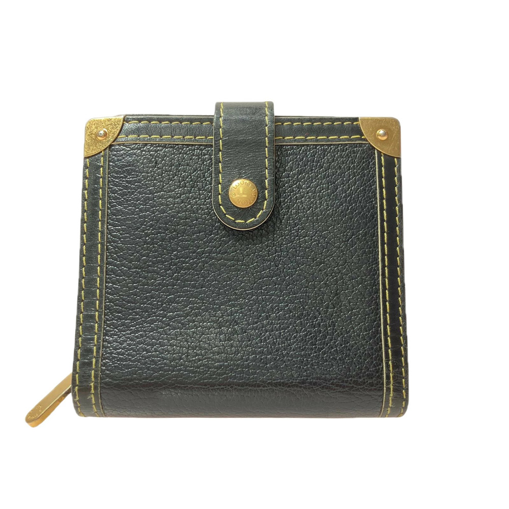 LOUIS VUITTON Bi fold Wallet Compact Zip Suhali Noir Black